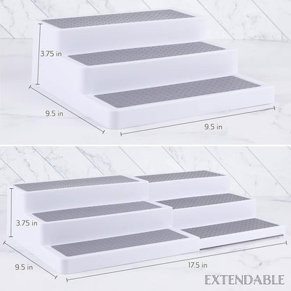 3-Tier Expandable Spice Rack Organizer for Cabinet, White/Grey2