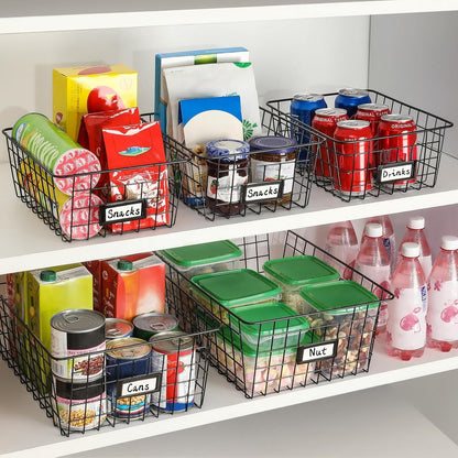6 Pack Wire Baskets for Pantry Organization and Storage, Kitchen Organizer, 2 Xxlarge & 2 Xlarge & 2 Large4