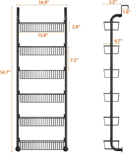 over the Door Pantry Organizers and Storage, 6-Tier Spice Rack, Home & Kitchen Storage Shelves for Cabinet, Large Capacity Hanging Seasoning Organizer, Laundry Room Organization, Black3