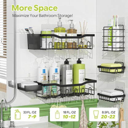 Adhesive Shower Caddy, 5-Pack Large Capacity Shower Shelves8