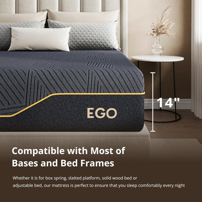 EGOHOME King 14 Inch Memory Foam Mattress for Back Pain Relief Medium Plush5