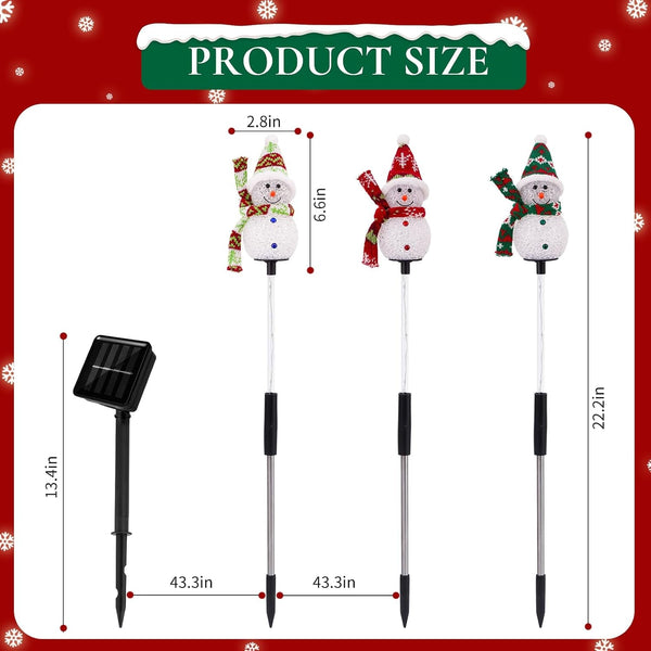 Solar Snowman Christmas Pathway Lights, Cool White, 3 Pack4