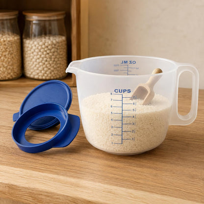 8 Cup Measuring Cup with Splash Guard Lid, Bpa-Free Plastic Mixing Bowl for Baking, Pancakes & Meal Prep, Clear Accurate Measurement Marks6