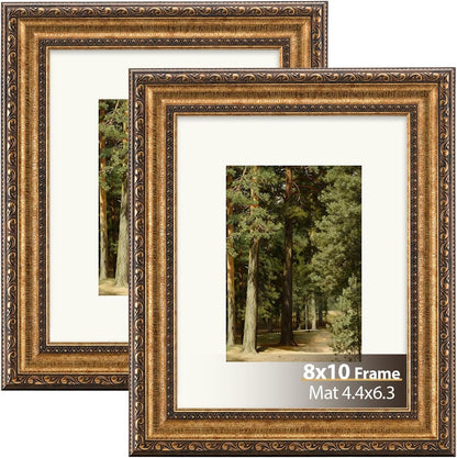 8X10 Picture Frame Gold 2 Pack - Antique Wall Vintage Picture Frames1