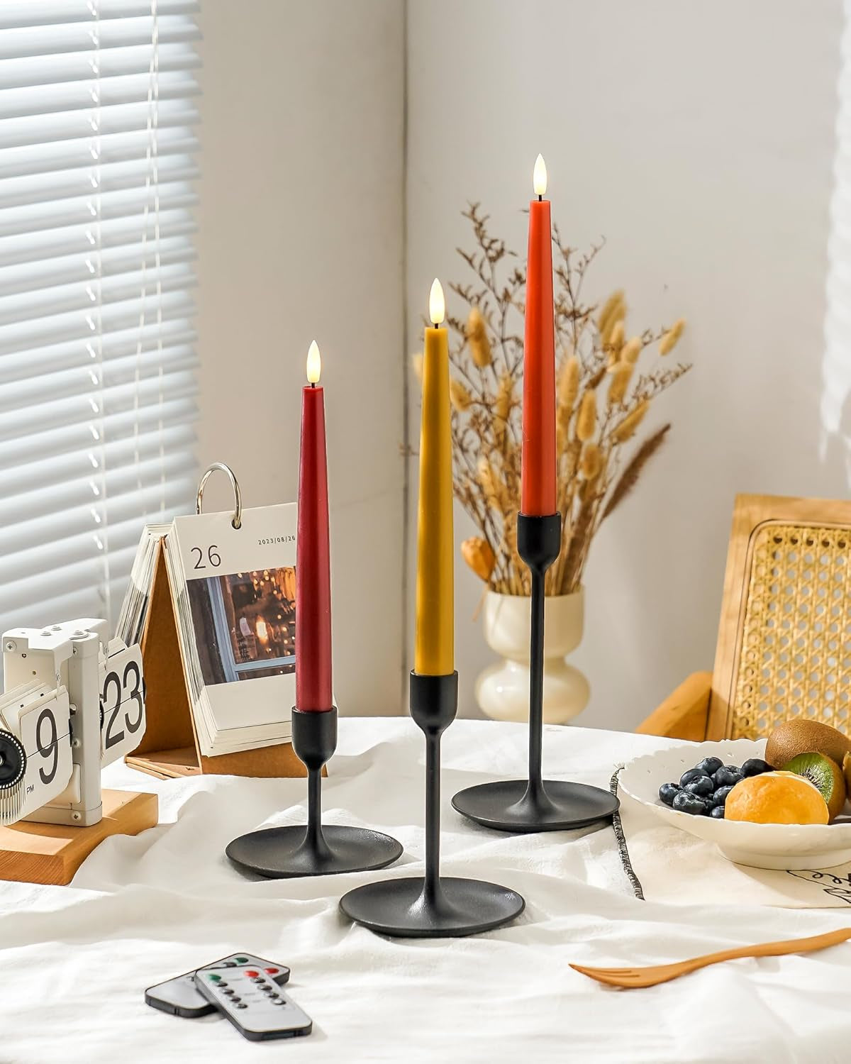 fall-flameless-taper-candles-with-remote-and-timer-9-65-inch-real-wax-led-candlesticks-battery-operated-thanksgiving-candles-with-3d-flickering-flame-bordeaux-terra-cotta-caramel-6-pack