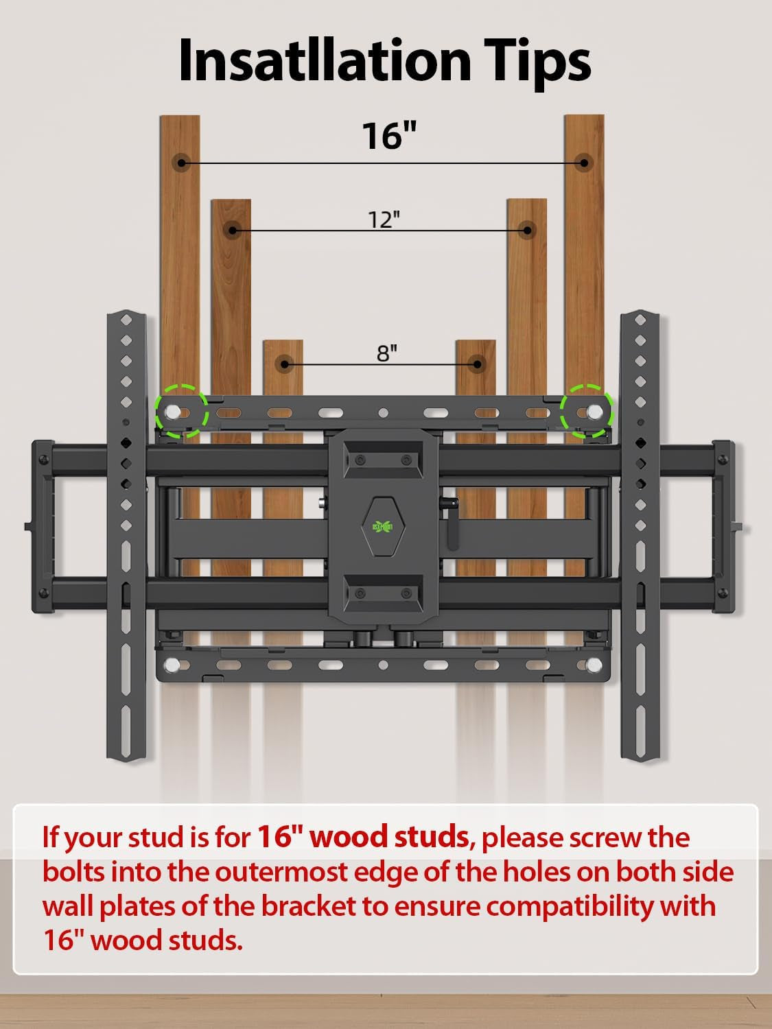 full-motion-tv-wall-mount-for-most-42-90-inch-flat-screen-led-4k-tv-mount-bracket-dual-swivel-articulating-tilt-6-arms-max-16-wood-studs-vesa-600x400mm-holds-up-to-132lbs