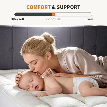 Full Size Cooling Bamboo Mattress Topper with Deep Pockets | Soft Viscose, Stretchable Pockets, Cooling Pillow Top Relieves Back Pain. Breathable for Hot Sleepers8