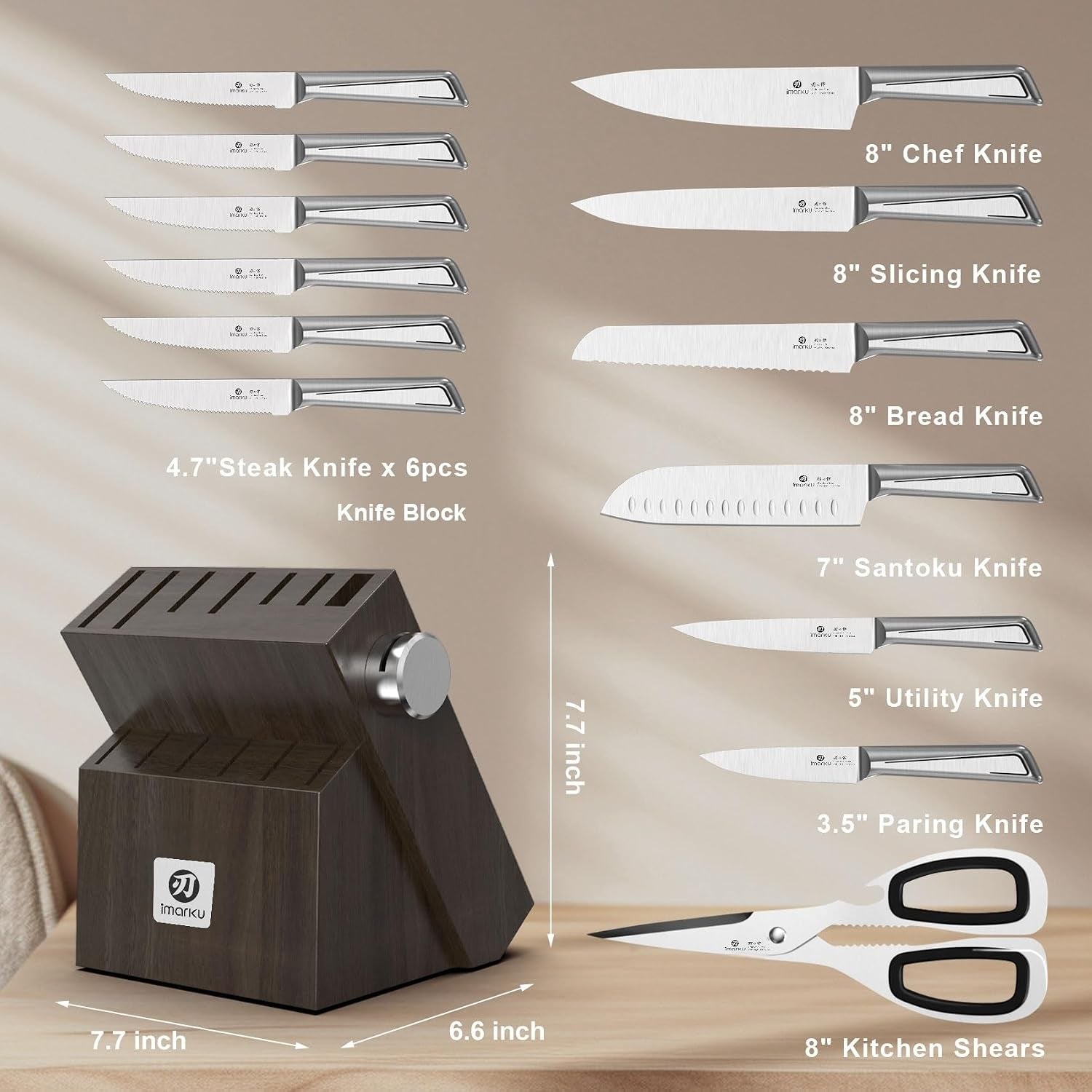g14-japanese-kitchen-knife-set-stainless-steel-with-block-14pc-built-in-sharpener-nonslip-handle-dishwasher-safe-56hrc-high-carbon-steel-fsc-wood-block-rust-resistant-for-gifting