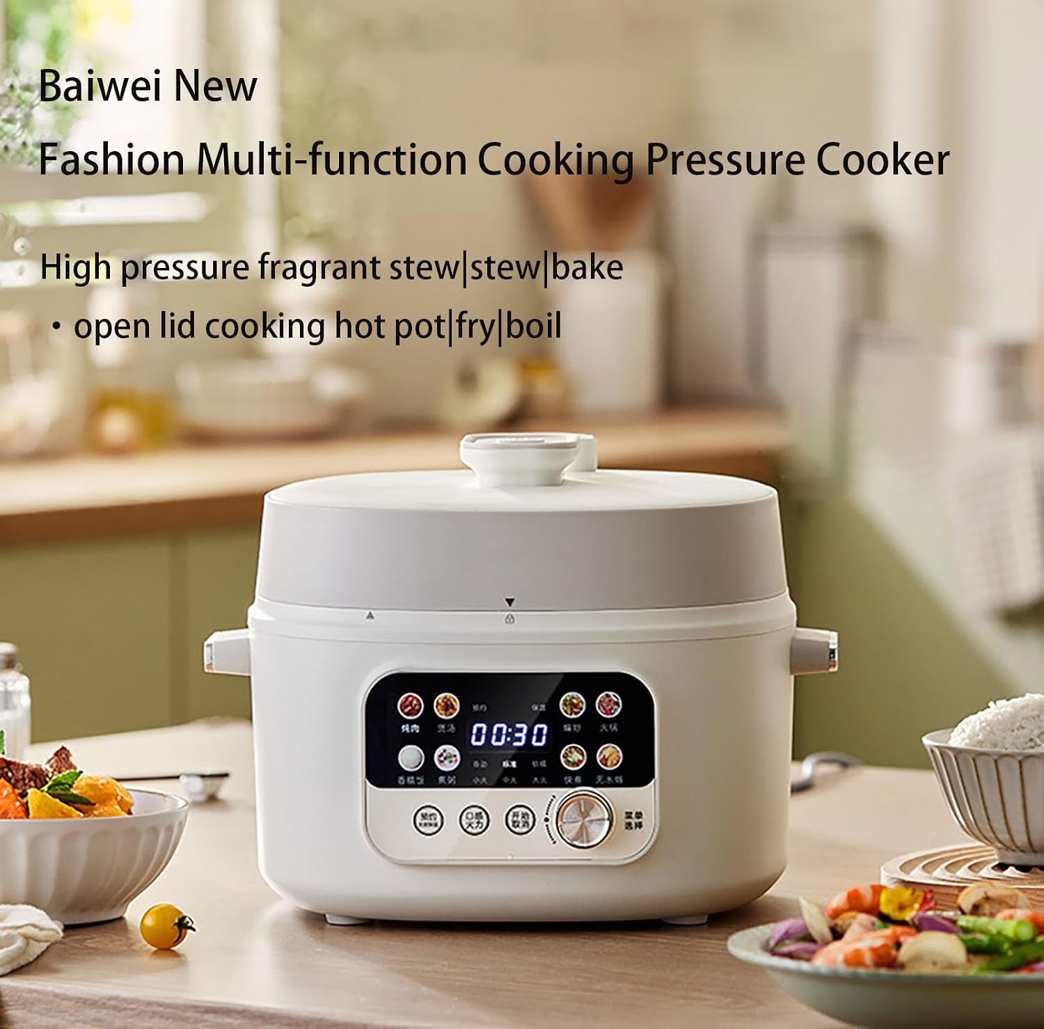 multi-function-rice-cooker-programmable-rice-cooker-with-touch-screen-multiple-preset-gears-fry-slow-cook-steam-cook-keep-warm-white