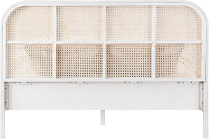 Meridian Furniture Sienawhite-K Siena Collection Mid-Century Modern King Bed with Solid Ash Wood, Rich Off-White Finish on Ash Veneer, Natural Cane, 79" W X 85.5" D X 43" H, White, King6