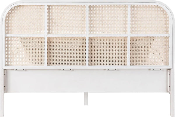 Meridian Furniture Sienawhite-K Siena Collection Mid-Century Modern King Bed with Solid Ash Wood, Rich Off-White Finish on Ash Veneer, Natural Cane, 79" W X 85.5" D X 43" H, White, King6