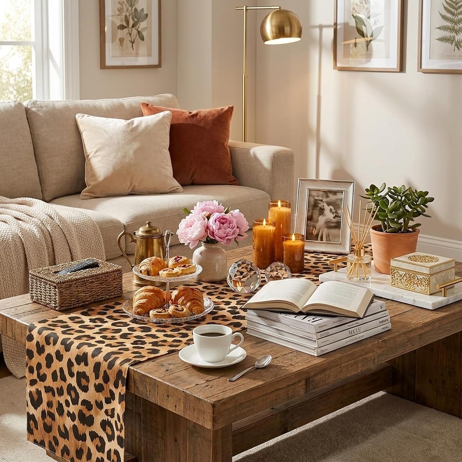leopard-print-table-runner-48x13-inch-washable-linen-texture-dining-decor