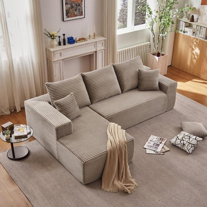 96" Cloud Couch L-Shape Boneless Couch, Left Facing Chaise, Camel1