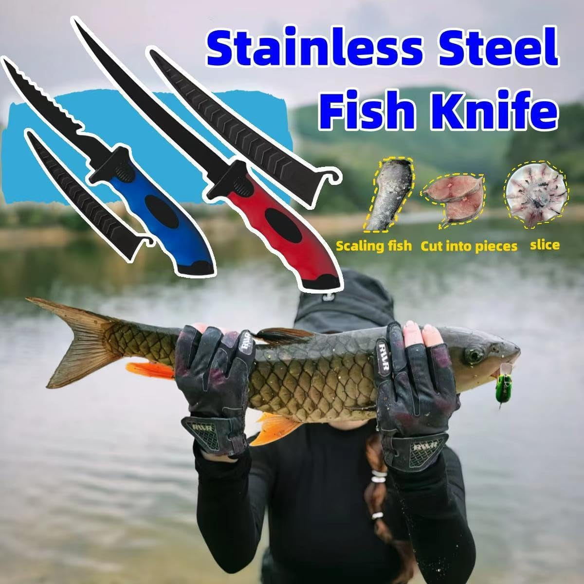 fishing-knife-set-fish-cleaning-kit-filet-knife-for-fish-fish-scale-cleaning-brush-multi-functional-scissors-gloves-fishbone-tweezers-storage-bag-fishing-accessories-fishing-tool-kit