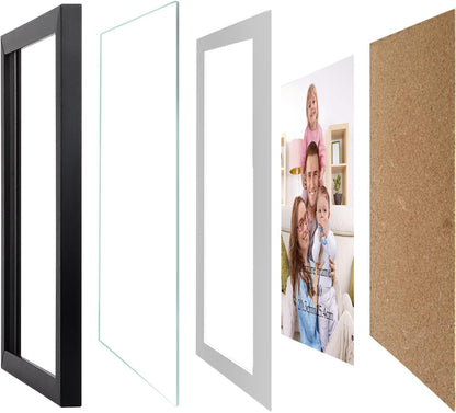 5X7 Picture Frame Set of 4, 6X8 Matted to Display 5 by 7 Photo with Mat or 6 by 8 without Mat for Wall or Tabletop, Black9