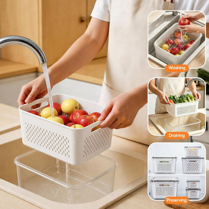 Fruit Storage Containers for Fridge, 3 Pack Plastic Food Storage Container3