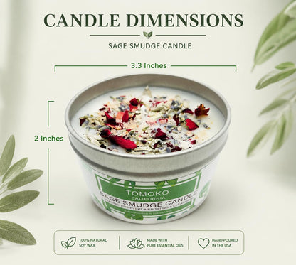White Sage Candle, Sage Leaf, Rose, Lavender, Himalayan Salt & Essential Oil8