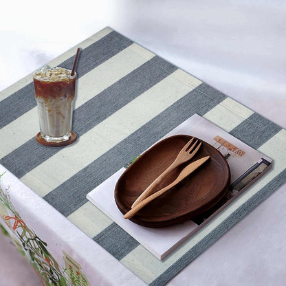 Cloths Big Stripe Placemats for Dining Table Set of 4, Heat Resistant Washable 100% Cotton Table Mats, Modern Place Mats for Dining Table Decor, Kitchen & Table Linens, 13" X 19", Blue3