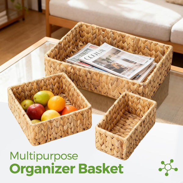 Wicker Storage Baskets Set of 3, Large and Small Wicker Pantry Baskets Set6