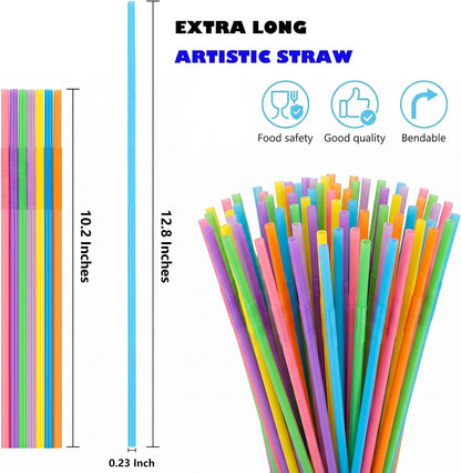 300 Pcs Colorful Flexible Plastic Straws, Bpa-Free Disposable Bendy Straws, 10.2" Long and 0.23'' Diameter2