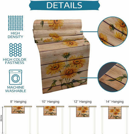 Sunflowers Rustic Table Runner-Cotton Linen-Long 72 Inche Dresser Scarves,Farmhouse Tablerunner for Kitchen Coffee/Dining/Sofa/End Table Home Living Room,Scarf Decor for Spring/Summer/Fall Dinner7