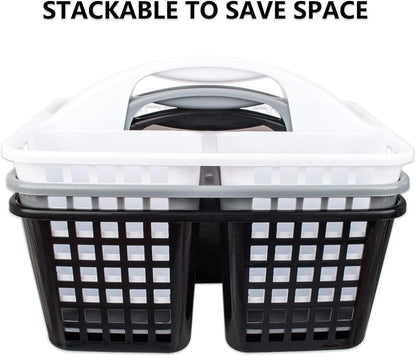 Portable Shower Caddy Basket Plastic Storage Basket with Compartments Grey8