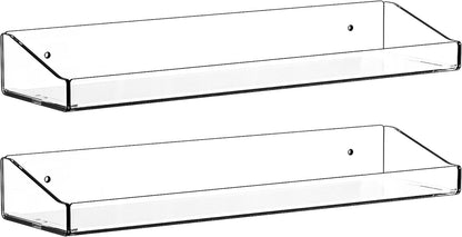 2 Pack Clear Shower Shelves for Tile Walls,Adhesive Acrylic Bathroom Shelves Organizer and Storage,No Drill Acrylic Shower Wall Caddy & Shelf,Floating Shelves for Makeup,Perfume,Shampoo Holder9