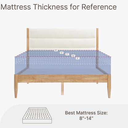 Wood Bed Frame with Headboard Upholstered Platform Mattress Foundation,Strong Wooden Slat Support,No Box Spring Needed7