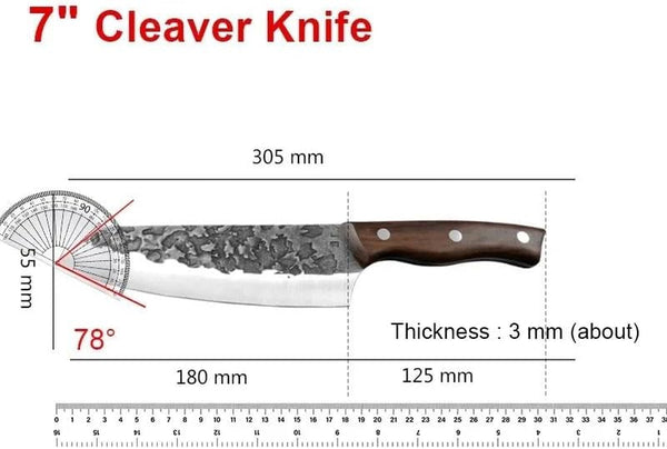 Meat Cleaver,Cleaver Knife 7 Inch Forged Butcher Kitchen Knife Stainless Steel Meat Cleaver Chef Fish Vegetables Slicing Cooking Knife with Sheath (Color : Knife Only)2