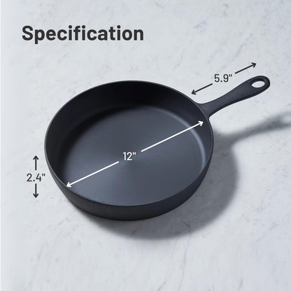 12 Inch Smooth Cast Iron Skillet - Naturally Non-Stick, Pre-Seasoned Frying Pan, Smooth Finish for Grilling, Frying, Sauteing, Searing, Baking - Use on Oven, Stove, Grill, or Campfire9