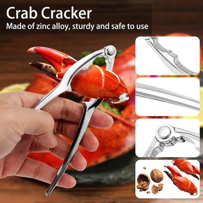 Seafood Cracker Tool Set with Lobster Sheller Stainless Steel Crab Crackers Crab Leg Fork Seafood Scissors and Storage Bag, Crab Leg Pick Utensils Set Crab Eating Tools (9Pcs)3
