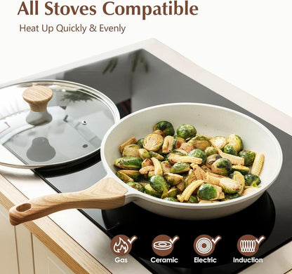 11Inch Nonstick Ceramic Frying Pan with Lid, PFAS/PTFE/PFOA Free | Ceramic Omelette Pan Skillet, Healthy Non-Toxic Chef'S Pan, Induction Compatible Pan, Heat Resistant Handle4