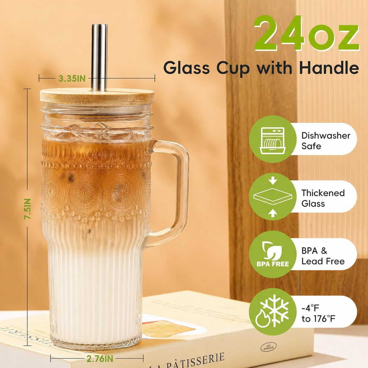 glass-tumbler-24-oz-ice-coffee-cups-with-bamboo-lid-and-handle-stainless-steel-straws-and-cleaning-brushes-boho-pattern-design-for-iced-coffee-smoothies-tea-and-daily-drinks