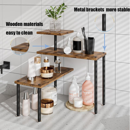 3 Tier Adjustable Countertop Organizer Corner Shelf4