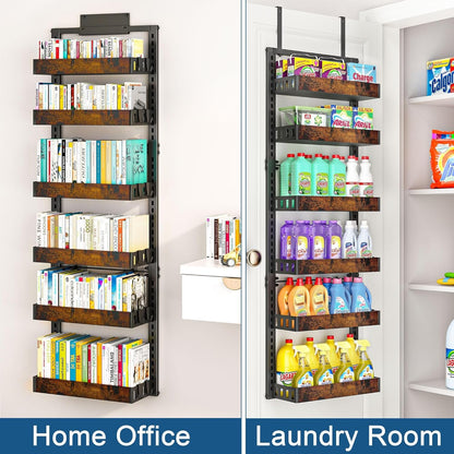 6-Tier over the Door Pantry Organizer, Adjustable Basket Spice Rack7