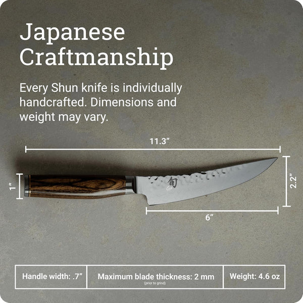Shun Premier 6" Gokujo Boning Knife, Handcrafted Japanese Boning & Fillet Knife, VG-MAX Core with Damascus Stainless Steel Cladding, Pakkawood Handle, Meat & Fish Tool for Professional and Home Chefs5