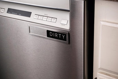 Stainless Steel Dishwasher Magnet Clean Dirty Sign - Premium Magnetic Signs That Say Clean/Dirty - Optional Sticker Adhesive for Non-Metal Surface Dish Washers - Black & White Minimalistic Style4