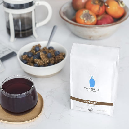 Blue Bottle Whole Bean Organic Coffee, Espresso, Dark Roast, 12 Ounce Bag (Pack of 1) | Organic Whole Bean Coffee; Espresso Dark Roast; Gourmet Specialty Coffee; Single 12 Oz Bag5