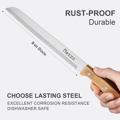 Serrated Bread Knife for Homemade Bread, High Carbon Steel Sourdough Knife Cutter for Slicing Bread, Bagels & Cake, Razor Sharp Premium 8-Inch Bread Cutting Knives with Gift Box4