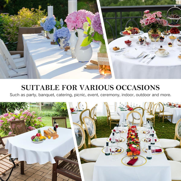 Oval Tablecloth 60 X 84 Inch Washable Fabric Table Cloth Solid White Table Cover for Dining Wedding Party Banquet Tabletop Decoration7
