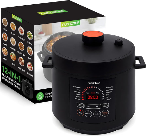 Electric Pressure Cooker 6 Quart Capacity | 9 Function Digital Countertop Pressure Cooker | Adjustable Time & Temperature | Cook, Bake, Steam, Broil, & Braise | 13.1 X 11.4 in | Black1