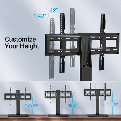Universal TV Stand Legs for 37-78 Inch Tvs to 99Lbs with Mount | -/+30° Swivel, 9 Height Adjustable, Tempered Glass Base, Max VESA 600X400Mm, Livingroom & Bedroom, PSTVS135