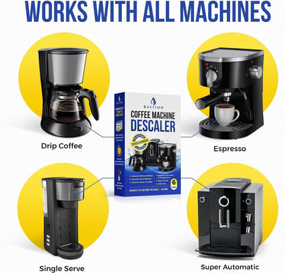 Descaling Powder Solution (6-Uses) Coffee Machine Descaler Cleaner | Compatible with Breville Keurig Nespresso Delonghi Ninja | to Descale Automatic Coffee Pots & Makers & Espresso Machines2