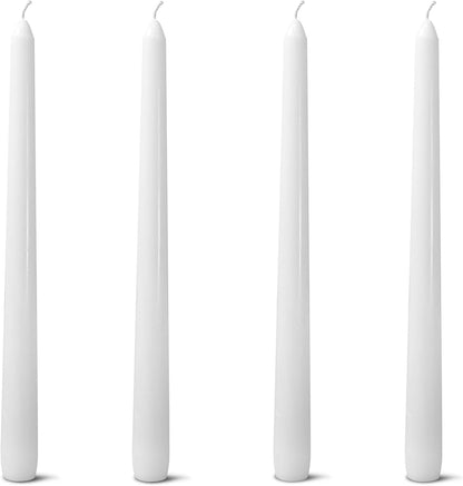 4 Pack White Taper Candles丨Taper Candles 10 Inch Dripless丨Unscented & Smokeless Candlesticks Bulk丨7-8 Hours Long Burning Tall Candles丨Ideal for Christmas Weddings Parties Dinner1