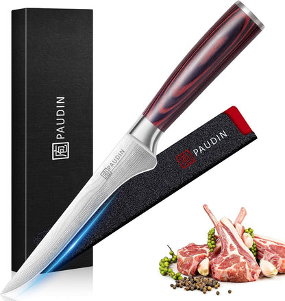 Boning Knife 6 Inch, Super Sharp Fillet Knife, German High Carbon Stainless Steel Deboning Knives, Professional Boning Knives for Meat Poultry Chicken, Pakkawood Handle with Gift Box1