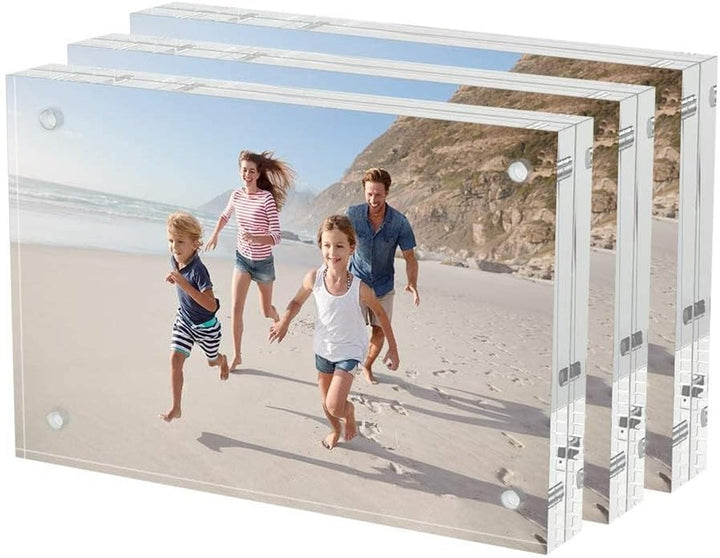 4X6 Acrylic Picture Frames 3 Pack, Clear Picture Frames，20% Thicker