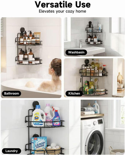 Shower Caddy Suction Cup, 2 Pack Suction Shower Shelf, Black5