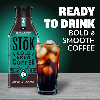 Bold & Smooth Black Unsweetened Cold Brew Coffee, Ready to Drink Bottled Coffee, 48 Fl Oz​7
