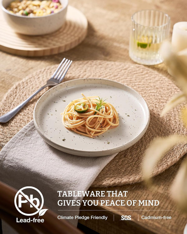 Meteor 12-Piece Stoneware Dinnerware Set, Creamy White6