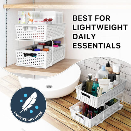 2 Tier Pull-Out Sliding Drawer under Sink Storage, White7